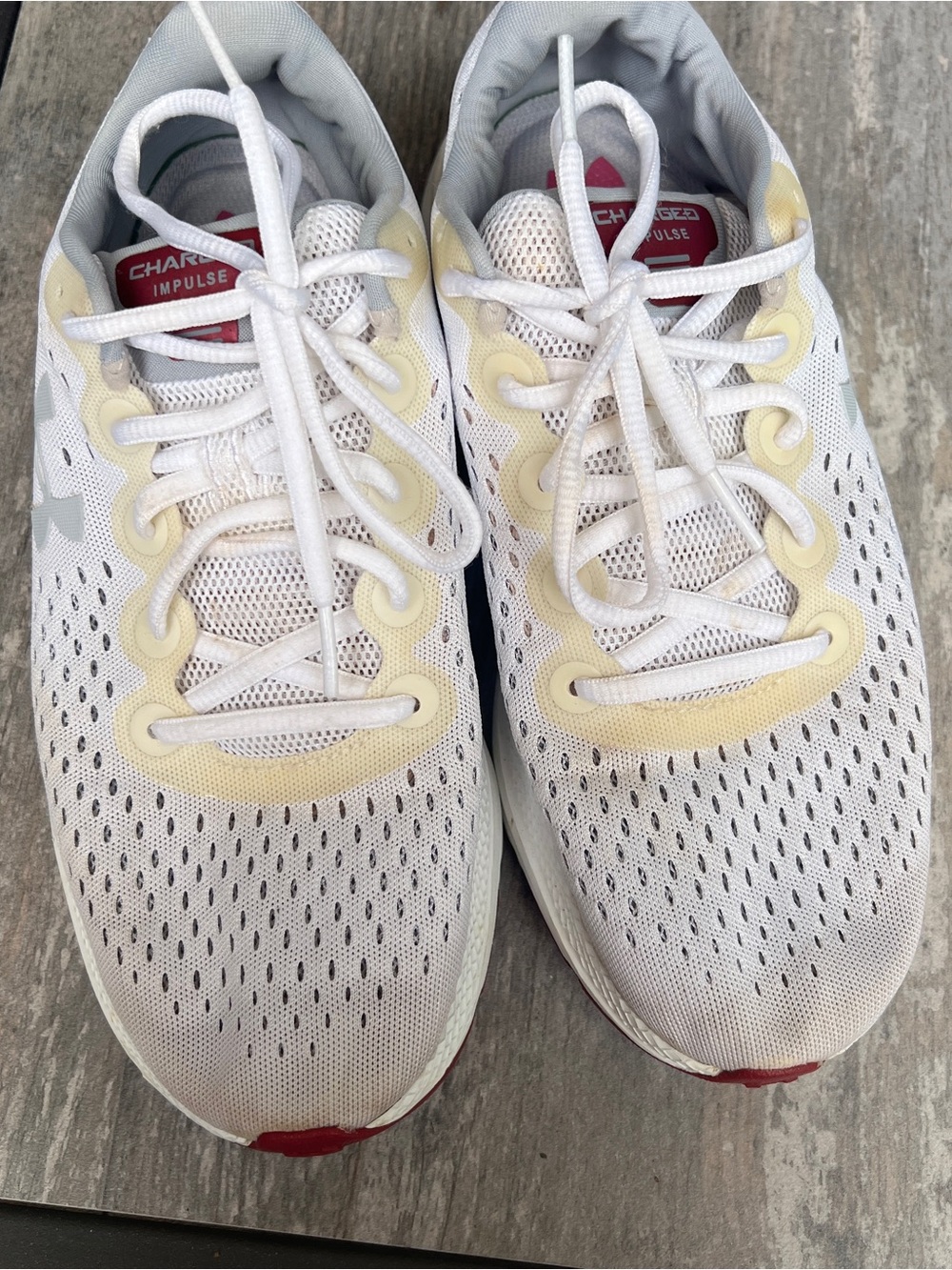 Under Armour White Athletic Running Shoes with Yellow Accent